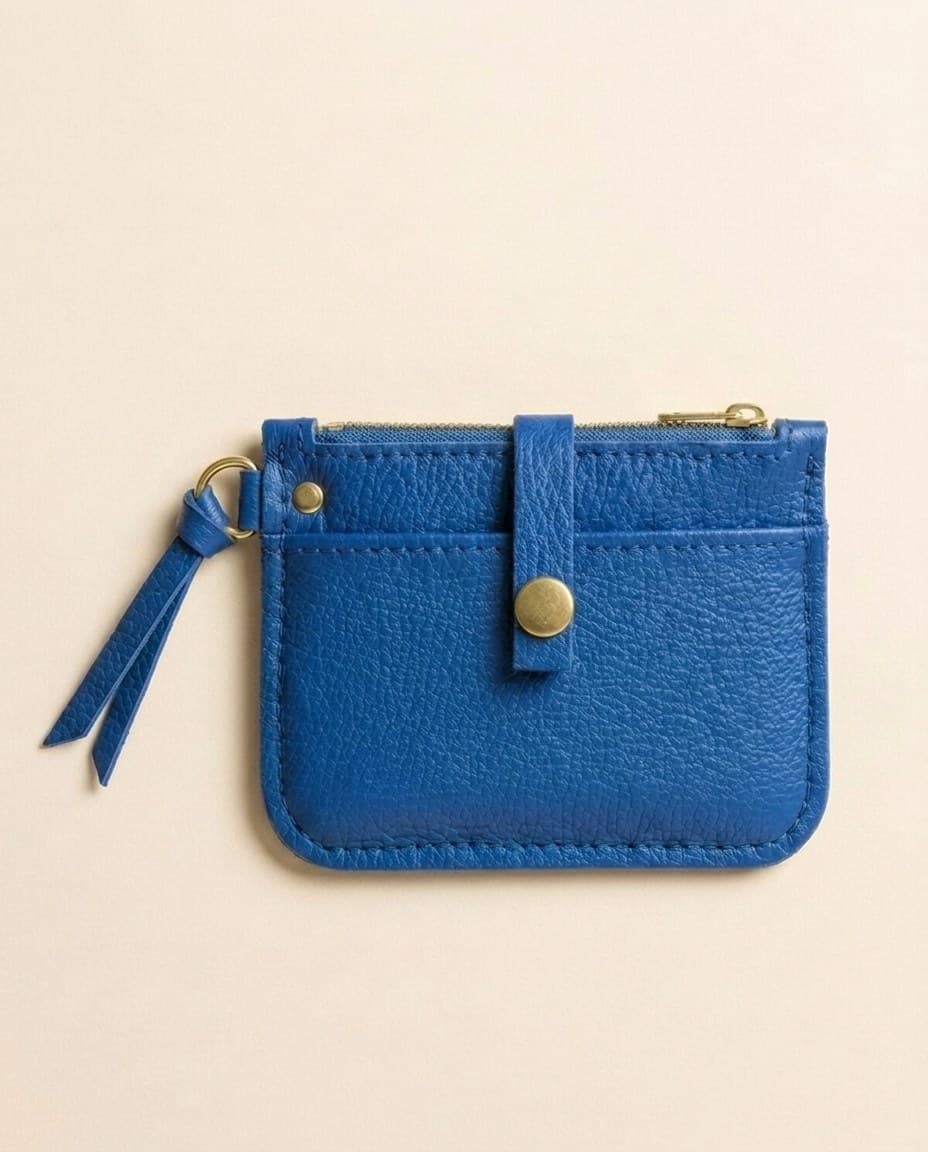 The Pocket Zip in Electric Blue, laid flat